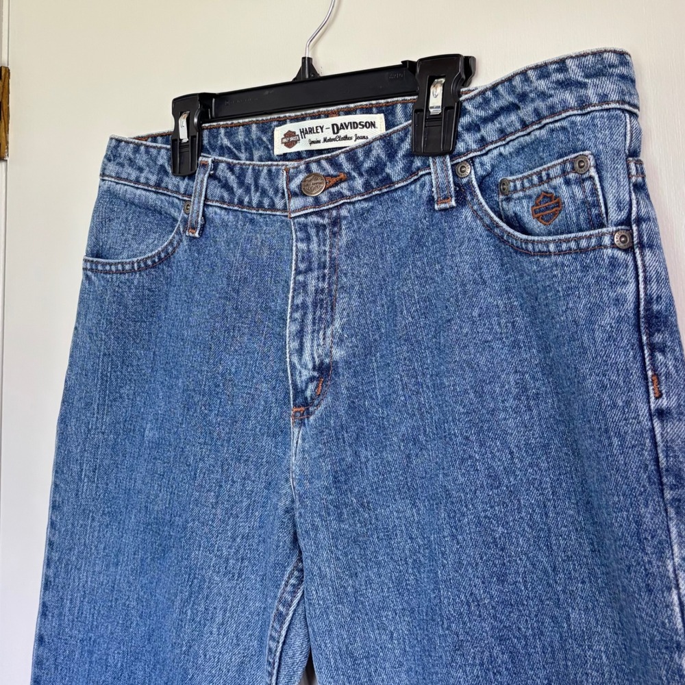 Harley-Davidson Womens Petite 10 Boot Cut Jeans Medium Wash Denim‎ Biker NWT - Picture 3 of 12